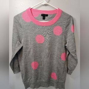 Vintage J. Crew Gray and Pink Polka Dot Sweater Size Medium